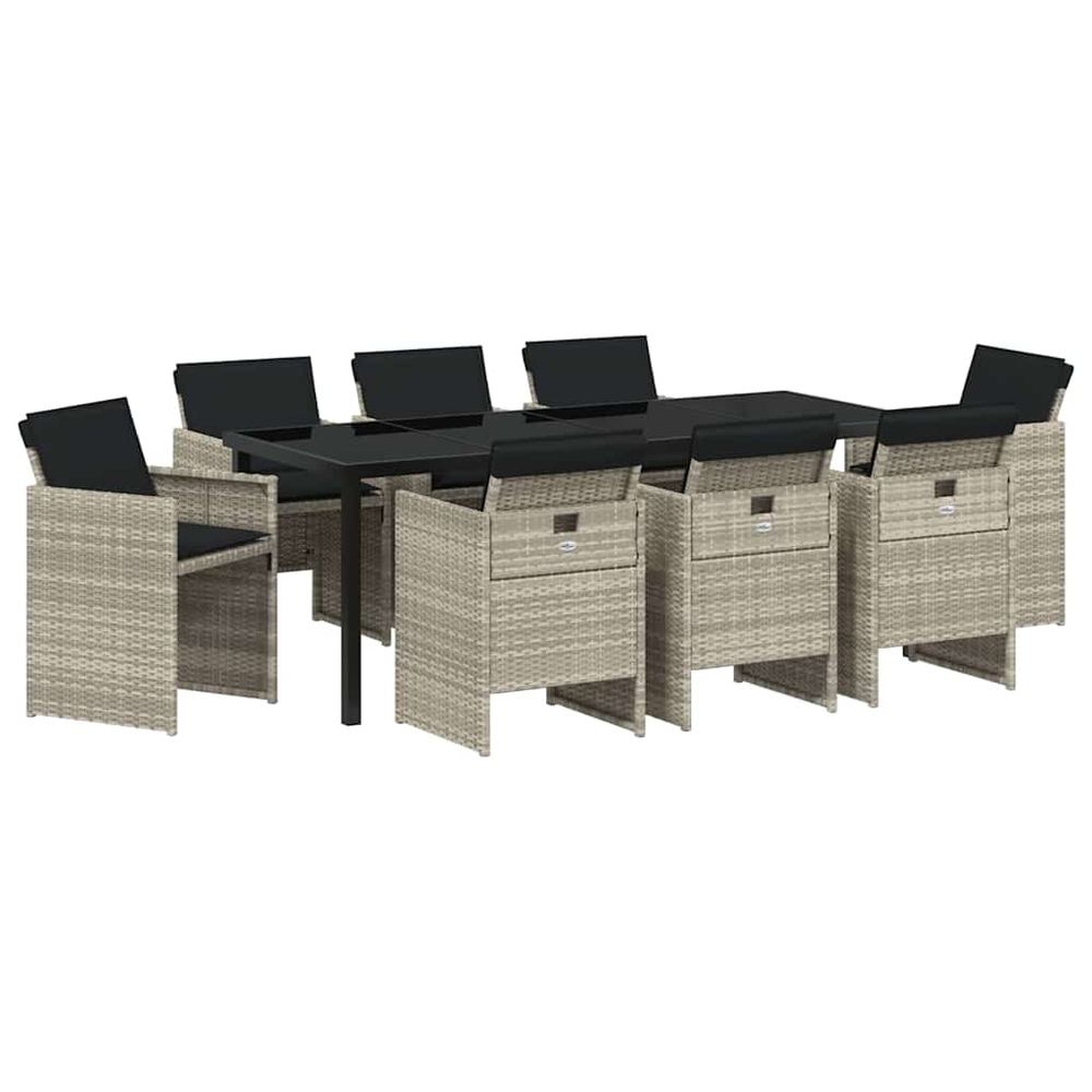 Ensemble de salle à manger pour jardin 9 pc gris clair