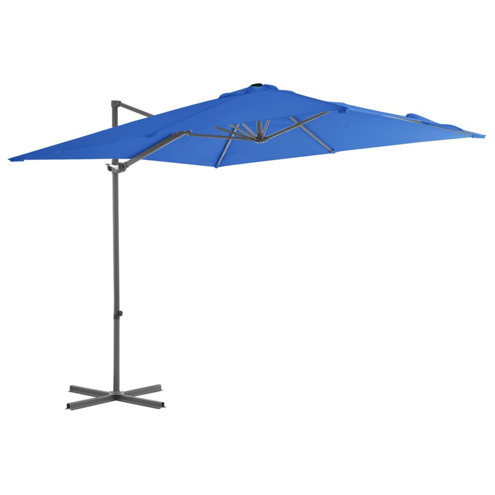 Parasol de jardin en porte-à-faux avec mât en acier bleu azuré