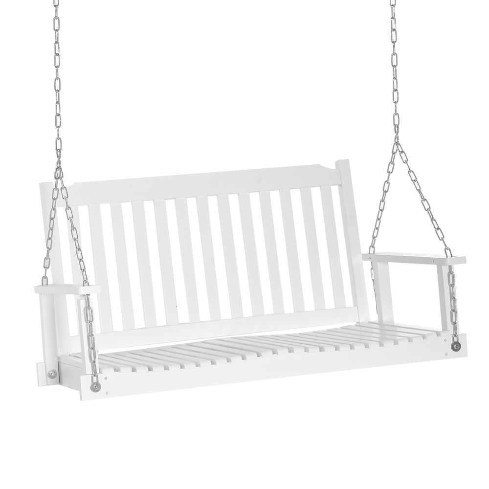 Balançoire 2 personnes bois massif jardin terrasse arrière 117×69×60cm blanc