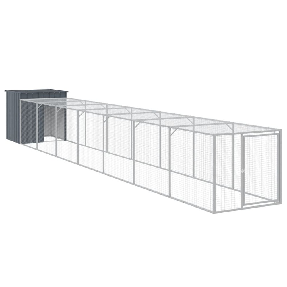 Poulailler enclos cage poules avec cour 110 x 813 x 110 cm acier galvanisé anthracite
