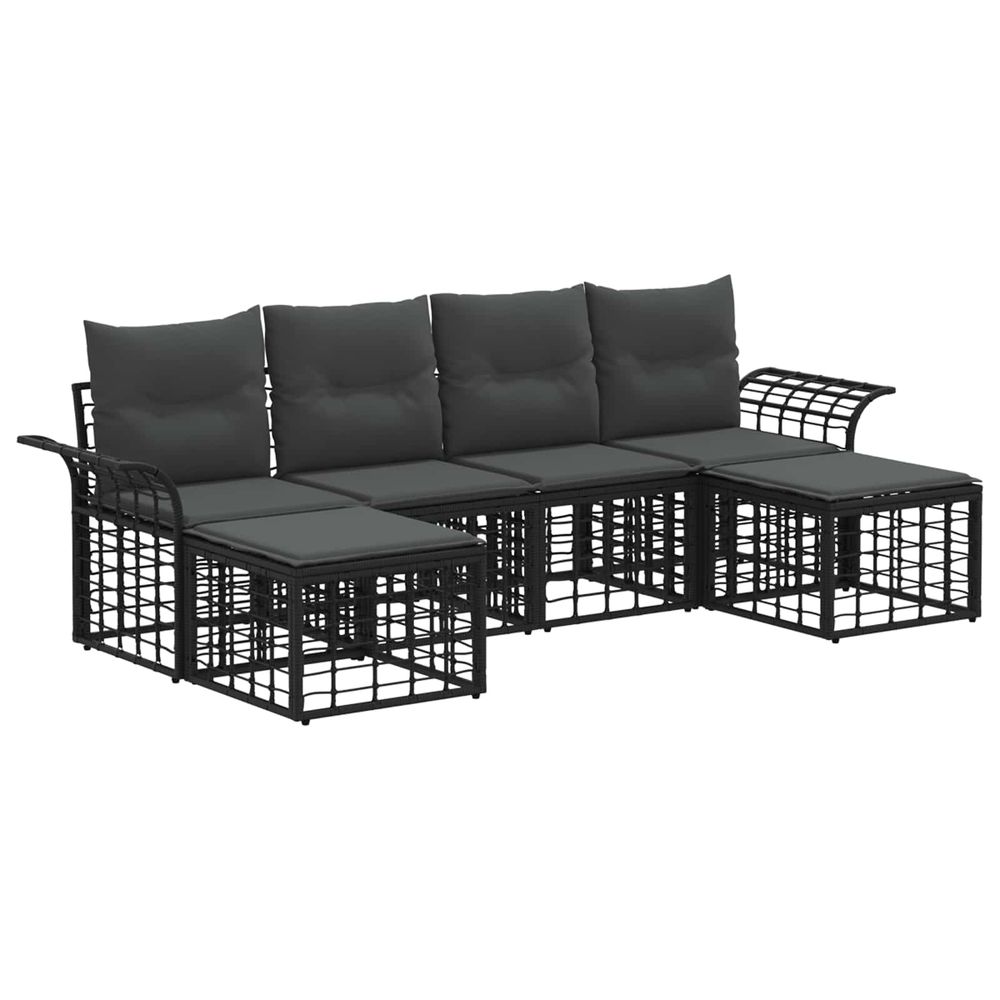 Ensemble de canapés d'extérieur 6 pc noir et gris foncé