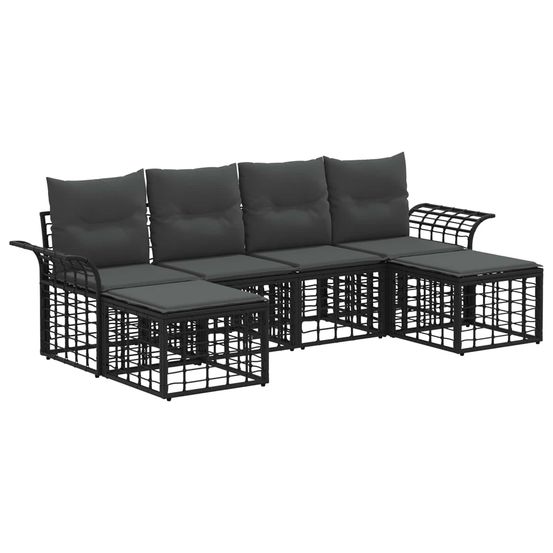 Ensemble de canapés d'extérieur 6 pc noir et gris foncé