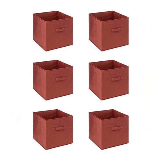 Lot de 6 boîtes de rangement en velours mix 'n modul - l.31 x l.31 x h.31 cm - terre de sienne