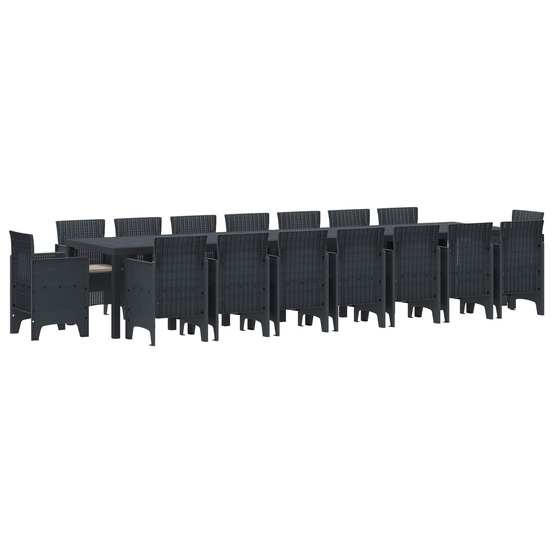 Ensemble de salle à manger de jardin avec coussins 17 pcs