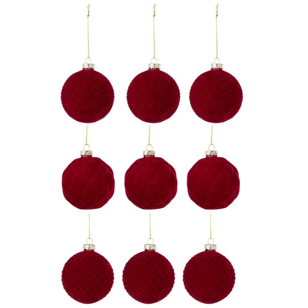 Boite de 6 boules de noël en verre rouge 8x8x8 cm