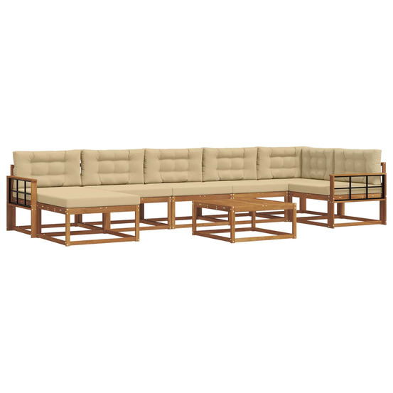 Ensemble de canapés d'extérieur 8 pcs naturel et beige
