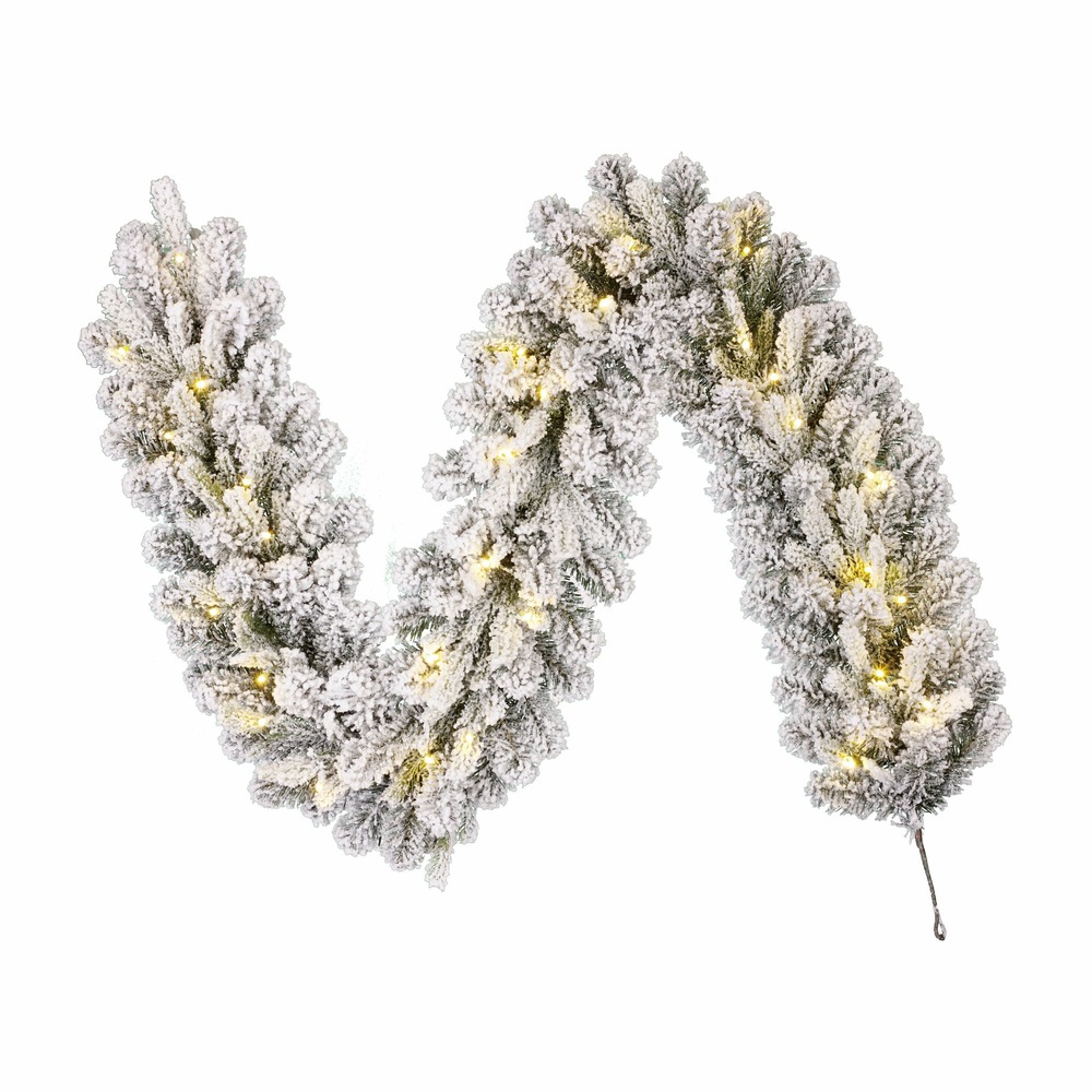 Black box trees grimshaw guirlande dual led vert givre blanc chaud 30l 140 tips batterie et minuteur - l180xd25cm