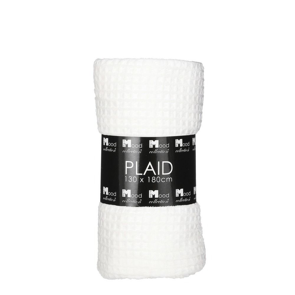 In the mood collection joanne plaid - l180 x l130 cm - polyester - blanc cassé