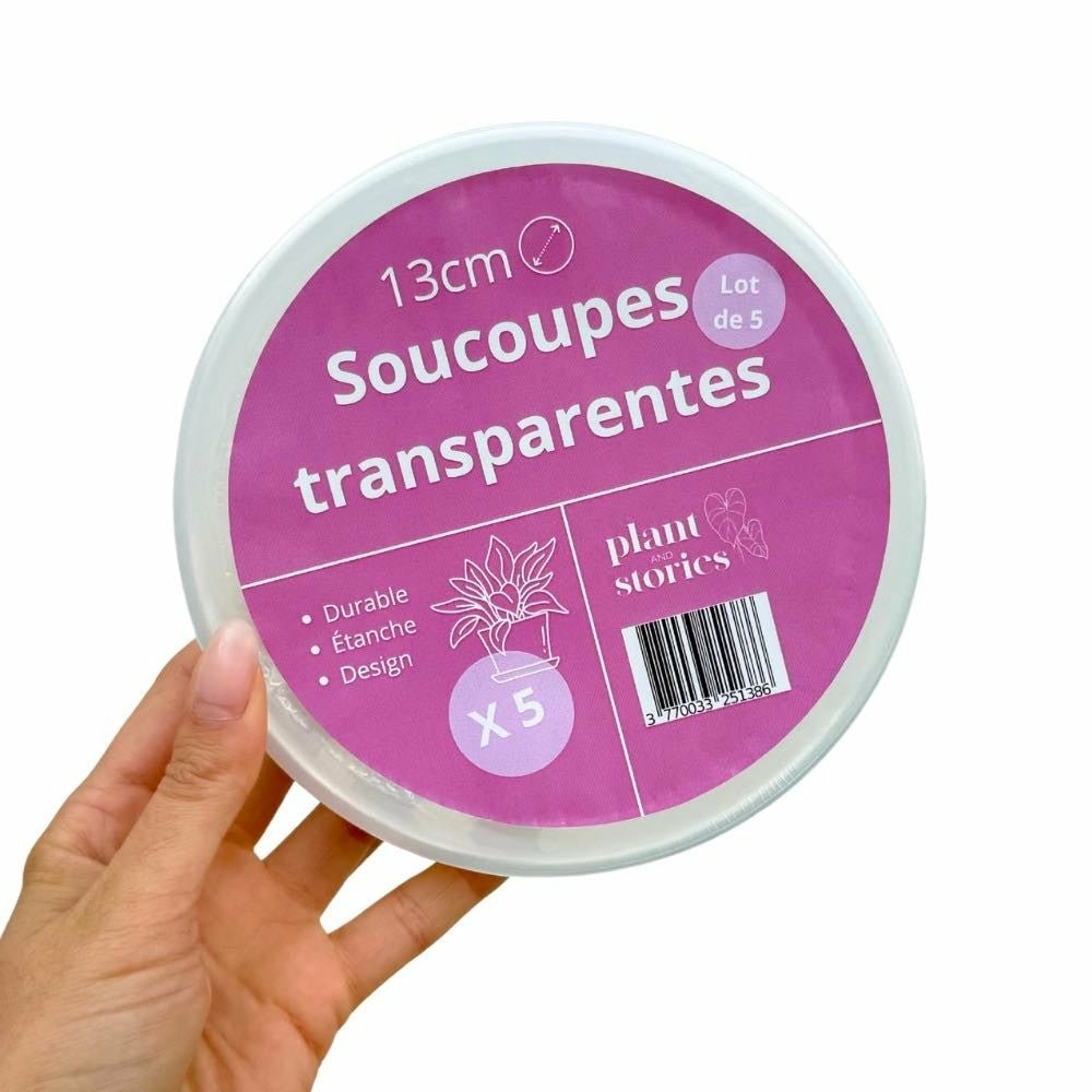 Soucoupes transparentes pour plantes - soucoupes rigides - coupelles pour plantes - pot de 13cm - x10 unités