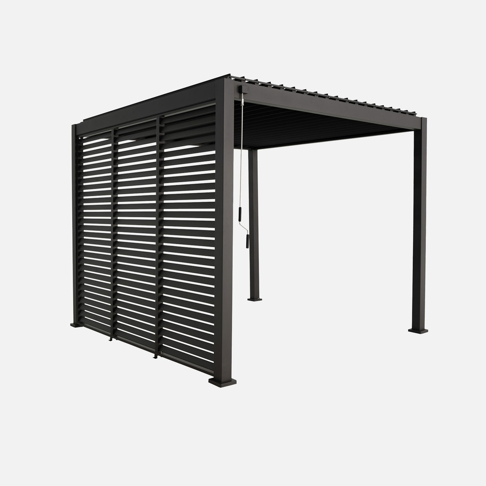 Pergola bioclimatique aluminium 3x3m v2 + 3 persiennes 100 cm triomphe