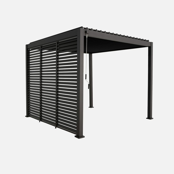 Pergola bioclimatique aluminium 3x3m v2 + 3 persiennes 100 cm triomphe
