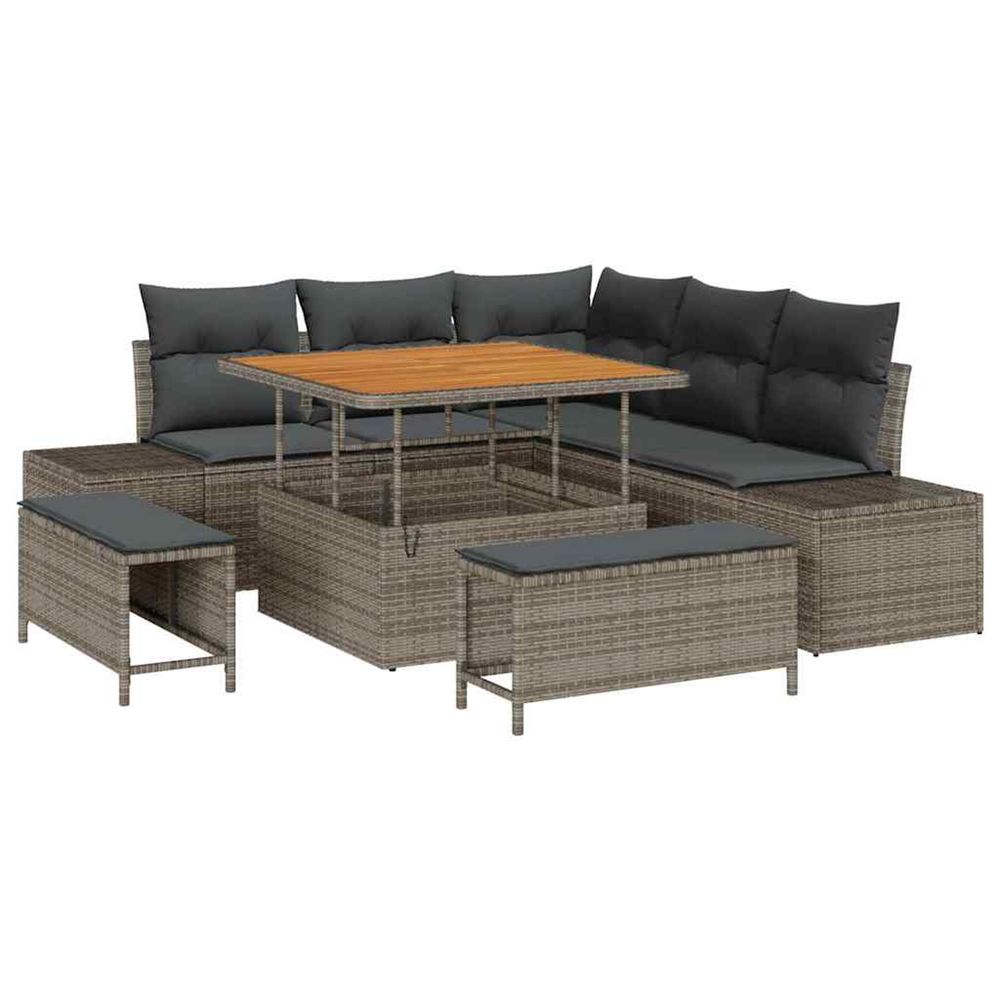 Ensemble de canapé de jardin 8 pc gris poly rotin
