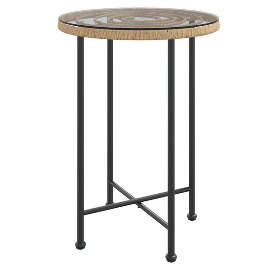Table de salle à manger ø55 cm verre trempé et acier