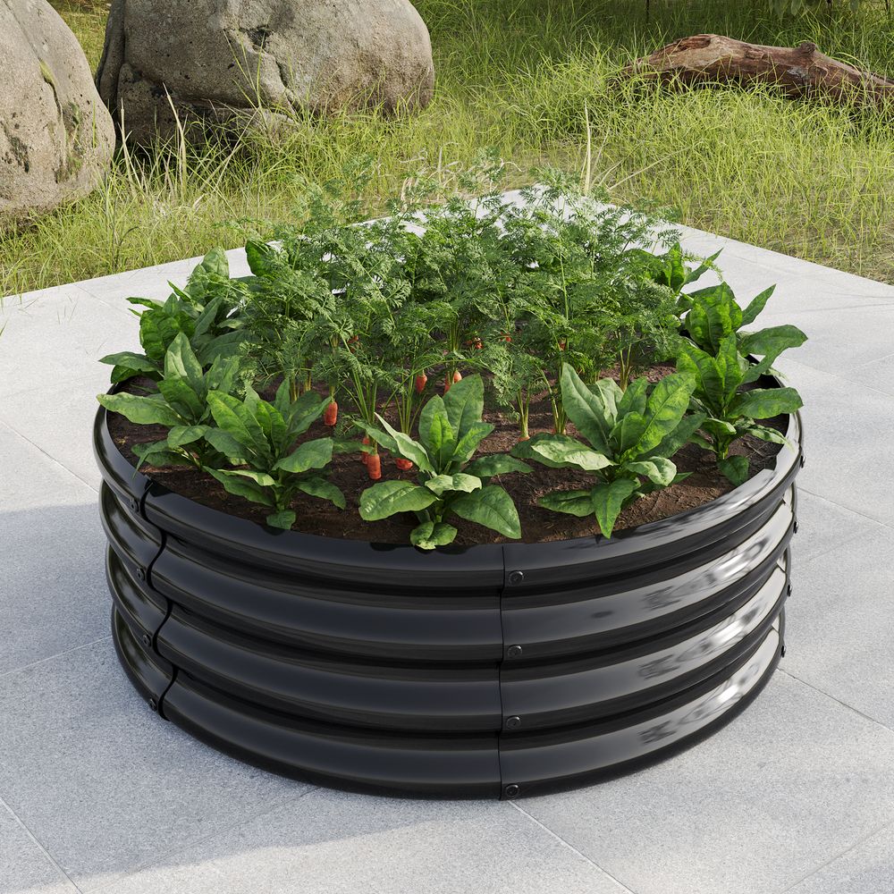 Carré potager acier galvanisé jardin extérieur culture légumes ø80x30cm noir