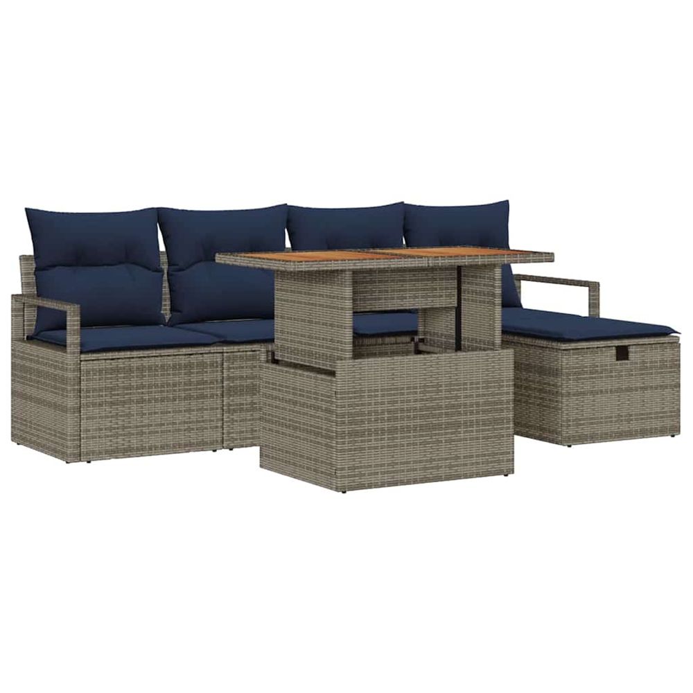 Ensemble de canapé de jardin 6 pc gris polyrotin