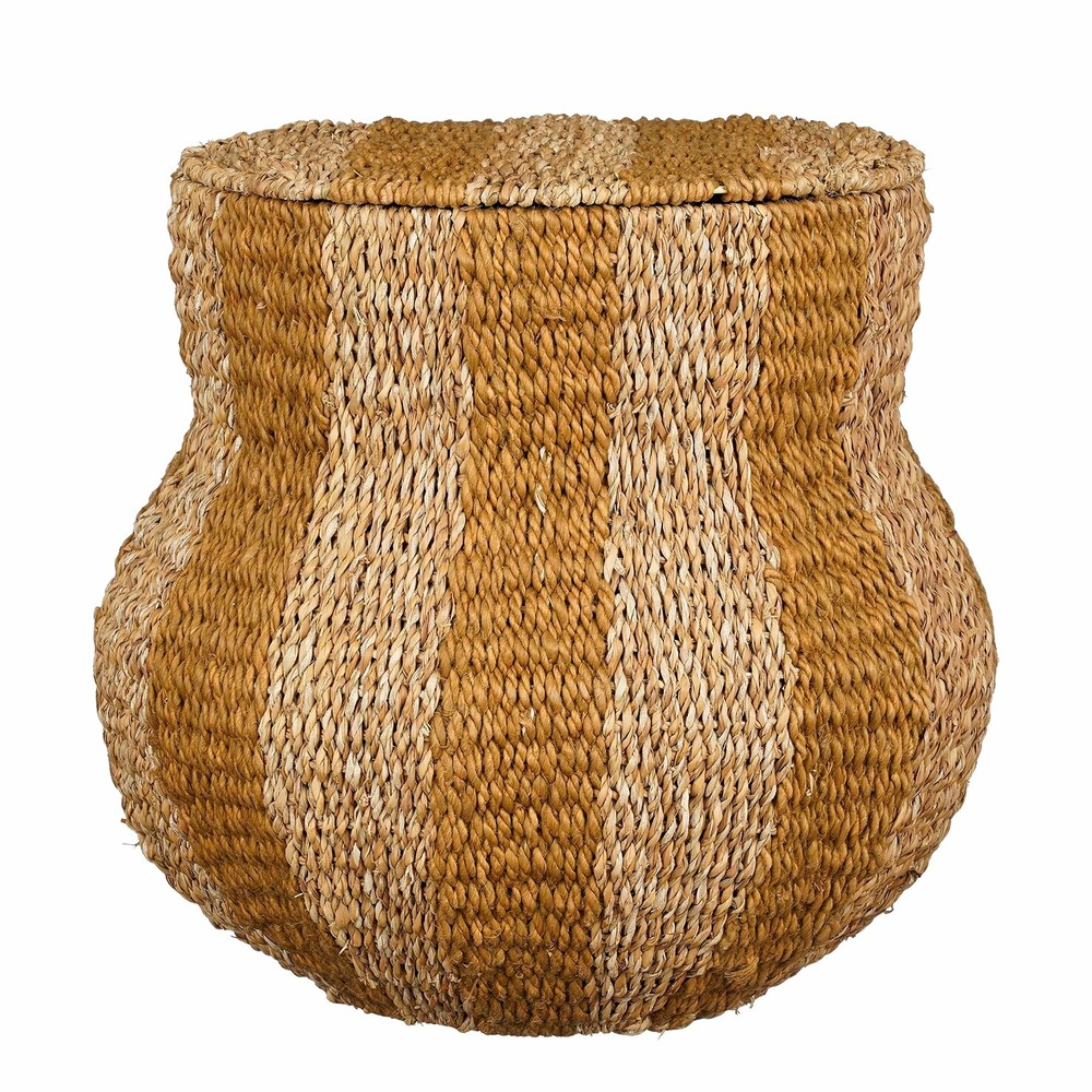Mica decorations - panier de rangement avec couvercle en jute jaune h47