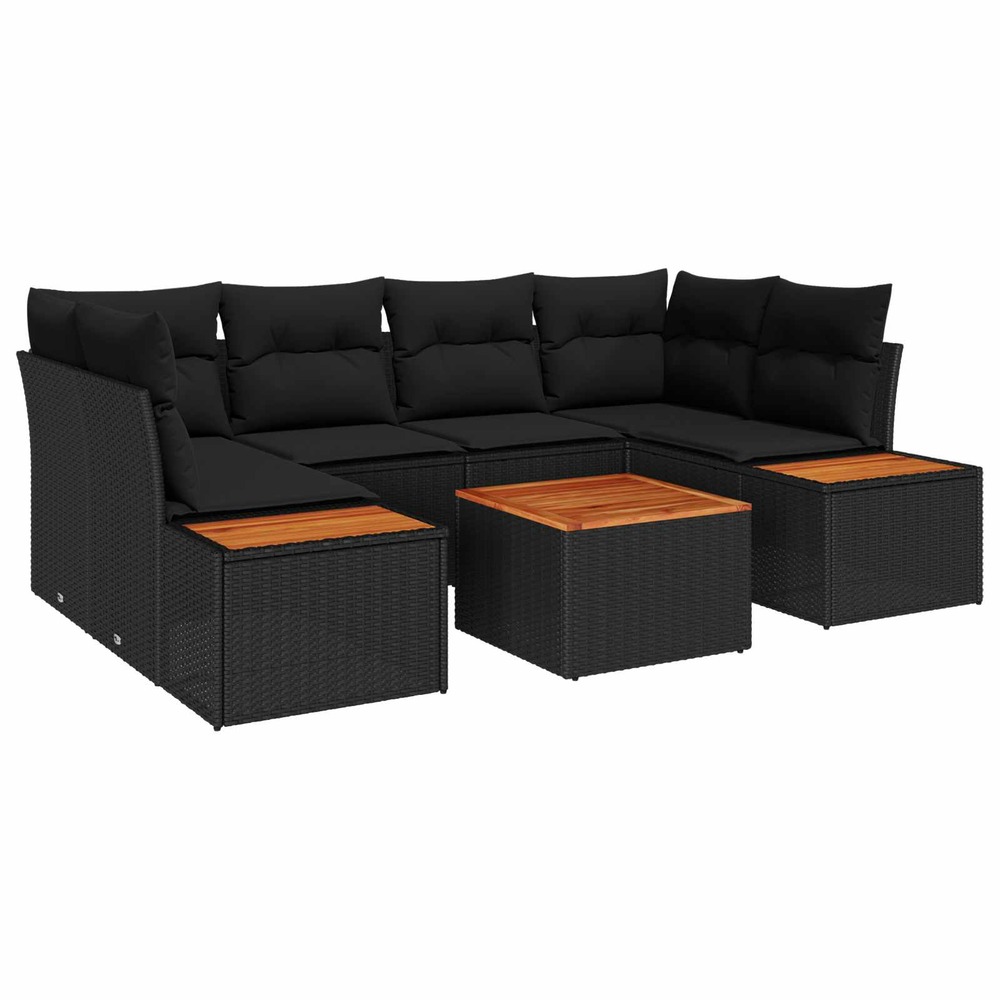 Ensemble de canapé de jardin avec coussin 6 pcs noir poly rotin