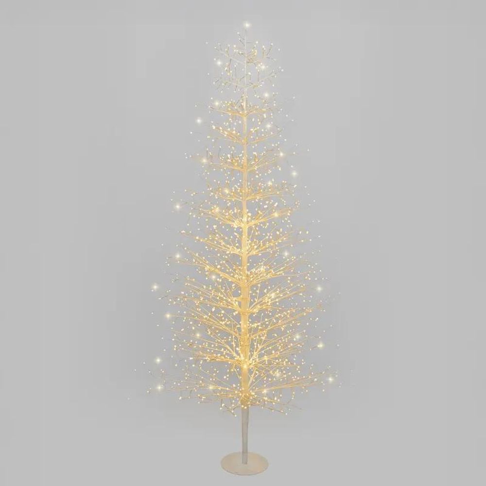 Arbre lumineux conique tilleul blanc h180cm 1568 microled blanc chaud flash scintillant ip44 lotti