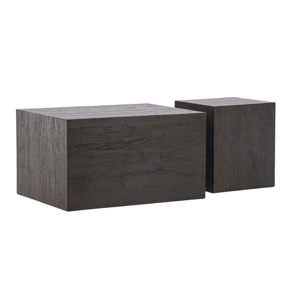 Lot de 2 tables basses effet bois 
