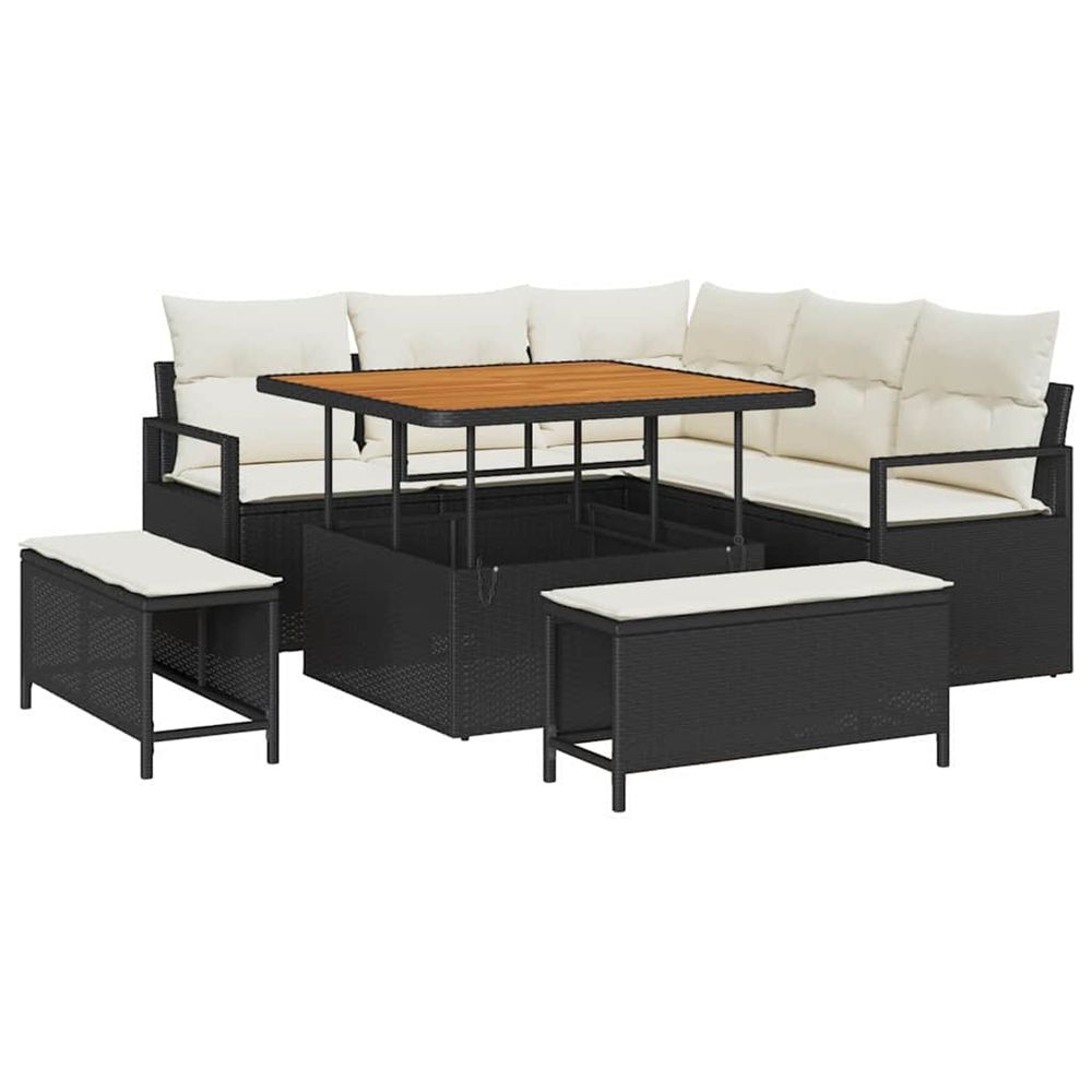 Ensemble de canapé de jardin 8 pc noir polyrotin