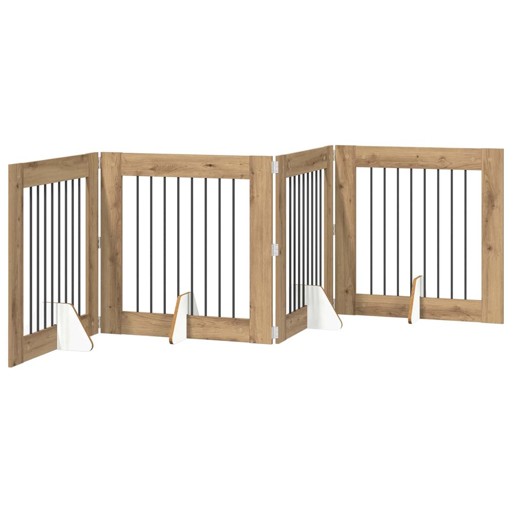 Porte de chien pliable avec supports 4 pc chêne artisanal