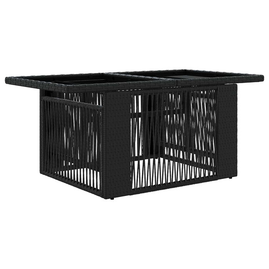 Table de jardin noir 100 x 55 x 37 cm rattan pe et verre