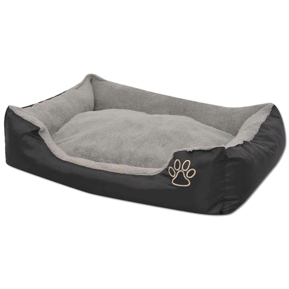 Lit pour chiens avec coussin rembourré taille l noir