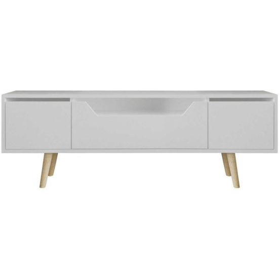 Meuble tv en aggloméré 150 x 29.8 x 53 cm roma blanc
