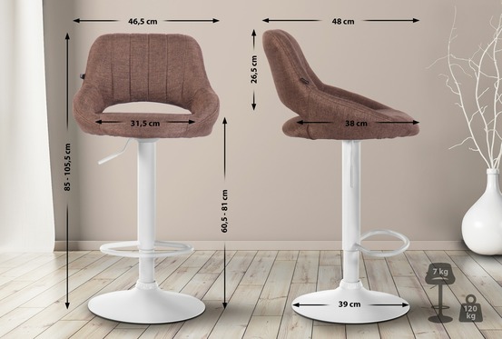 Tabouret de bar milet tissu blanc