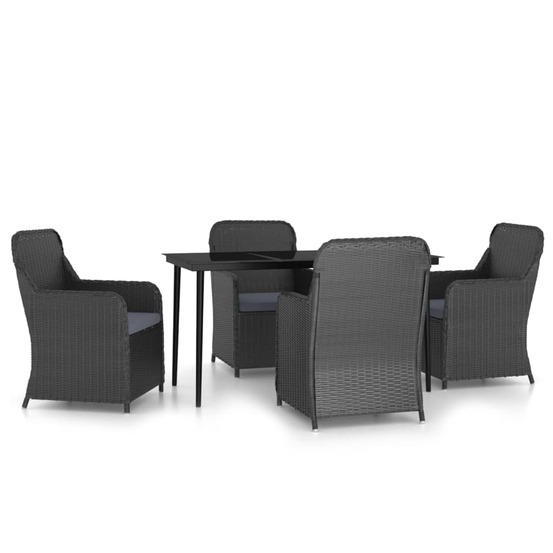 Ensemble à manger de jardin avec coussins 5 pcs noir