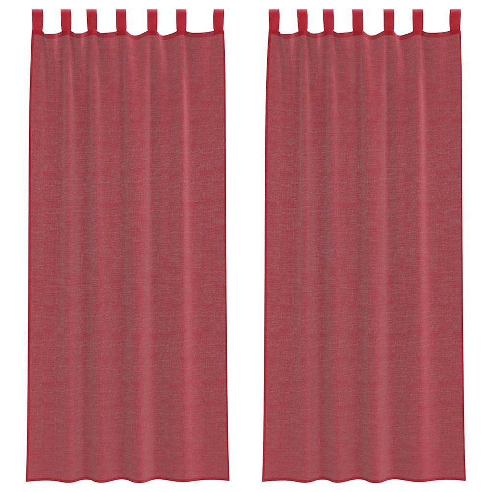 Rideaux en voile avec boucles 2 pcs rouge bordeaux 140x260 cm
