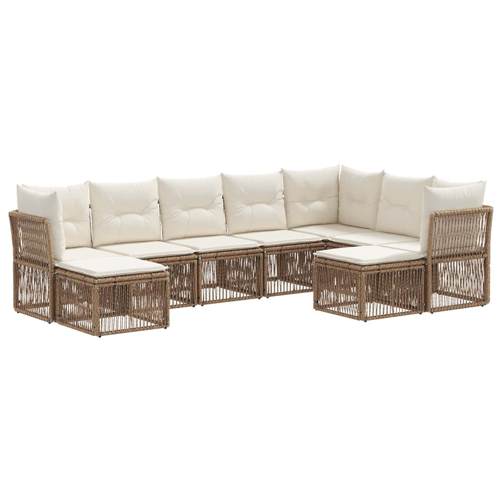 Ensemble de canapé de jardin 9 pcs beige polyrotin