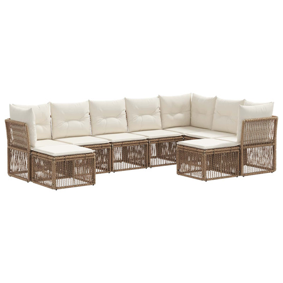 Ensemble de canapé de jardin 9 pcs beige polyrotin