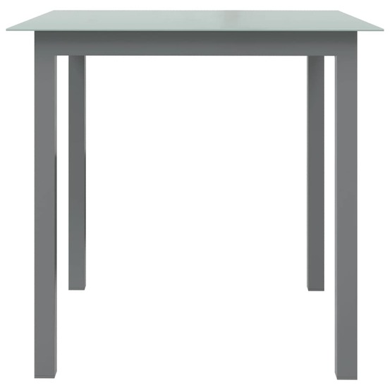 Table de jardin gris clair 80x80x74 cm aluminium et verre