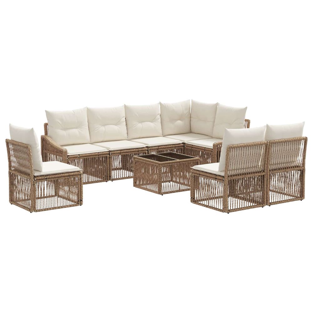 Ensemble de canapé de jardin 9 pc beige polyrotin