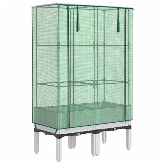 Jardinière d'extérieur surélevée avec housse aspect rotin 80x40x140 cm