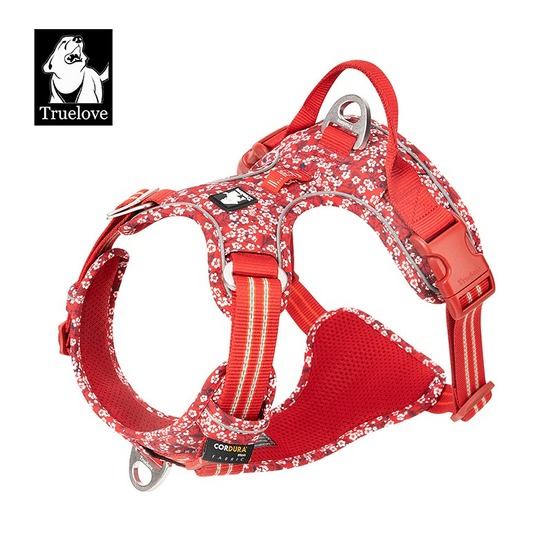 Harnais chien dressage anti traction & promenade truelove country plus - M: 54 - 66 cm - Rouge coquelicot