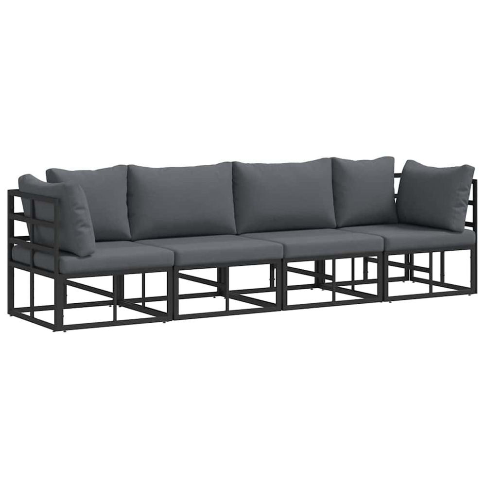 Ensemble de canapé de jardin 4 pcs noir métal