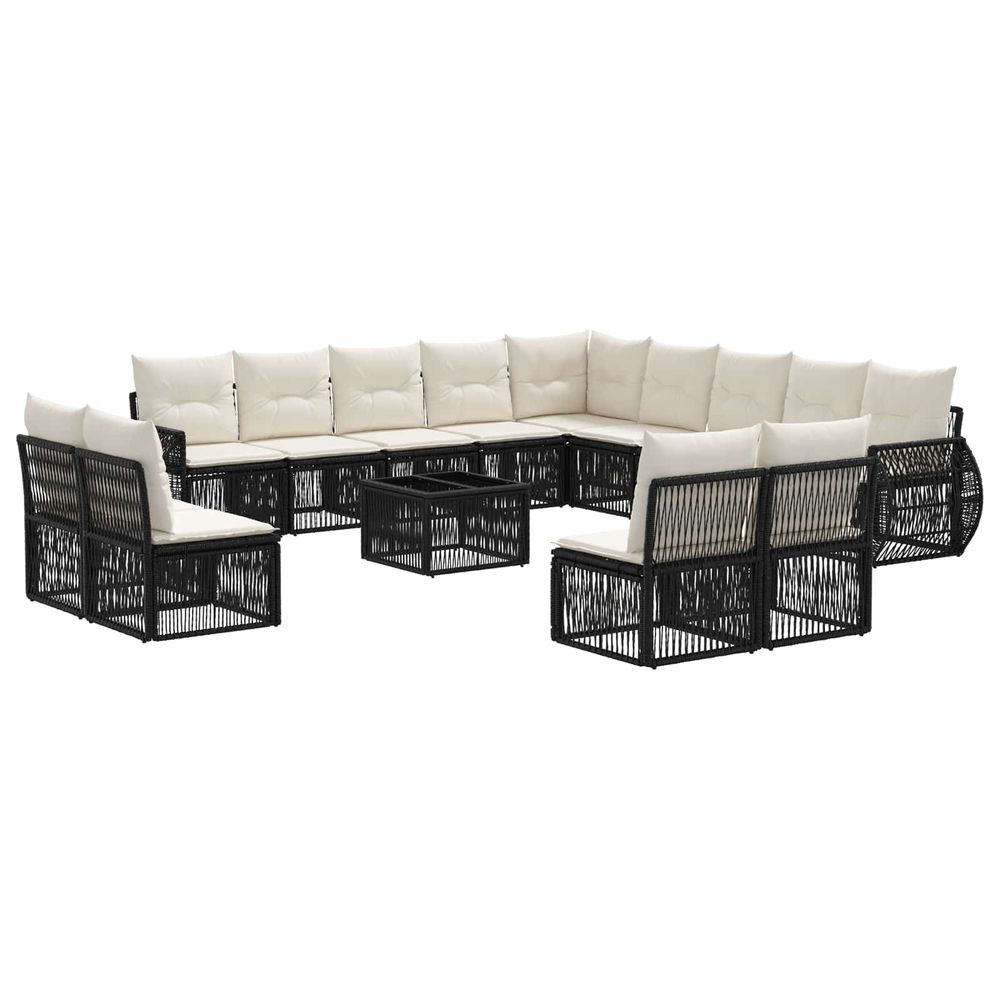 Ensemble de canapé de jardin 14 pc noir et blanc crème