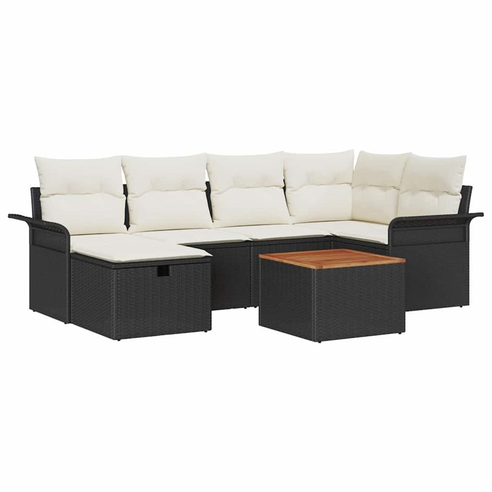 Ensemble de canapé de jardin 7 pc noir poly rotin