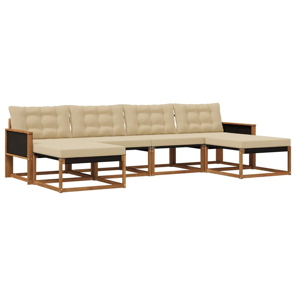 Ensemble de canapés d'extérieur 6 pc naturel et beige