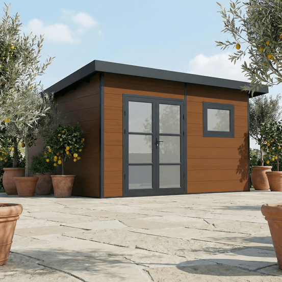 Abri de jardin composite alma - 15m2 - brun - cabane de jardin