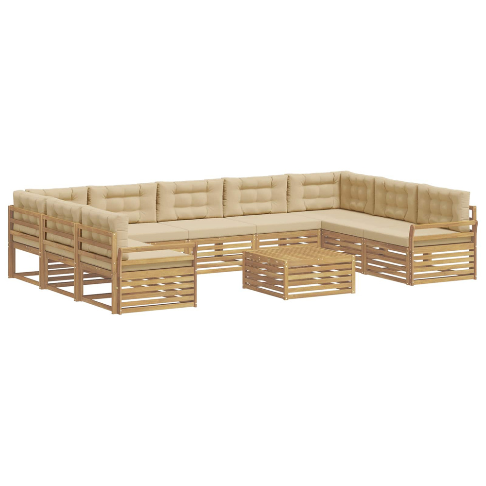 Ensemble de canapés d'extérieur 10 pcs blanc et beige