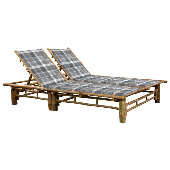 Chaise longue pour 2 personnes avec coussins bambou bain de soleil