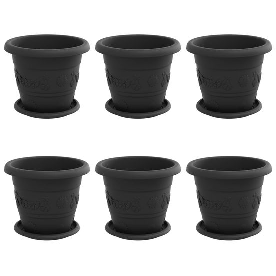 Pots de plantes 6 pc noir ø 22 x 18 cm plastique