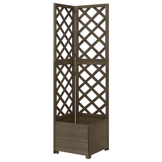 Jardinière d'angle avec treillis en bois de sapin pour balcon terrasse gain de place gris