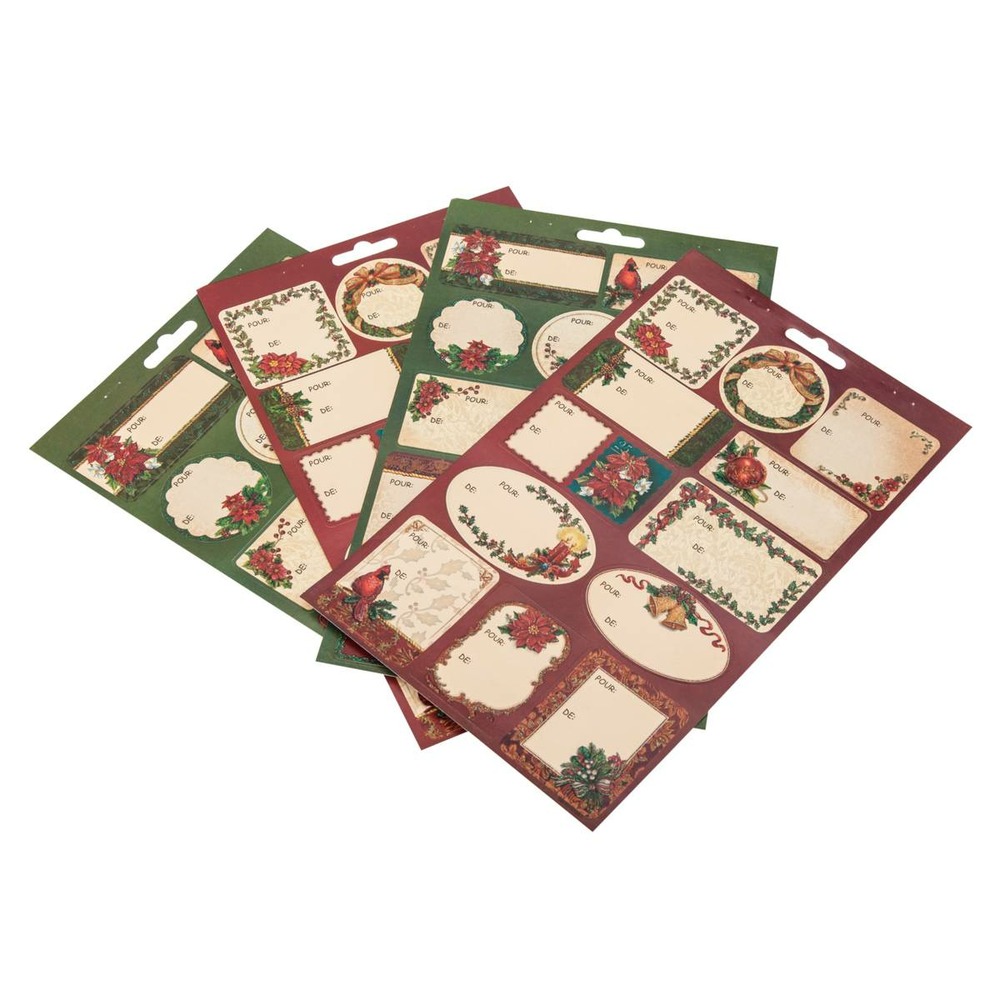 Planches de 48 ou 52 étiquettes cadeaux autocollantes
