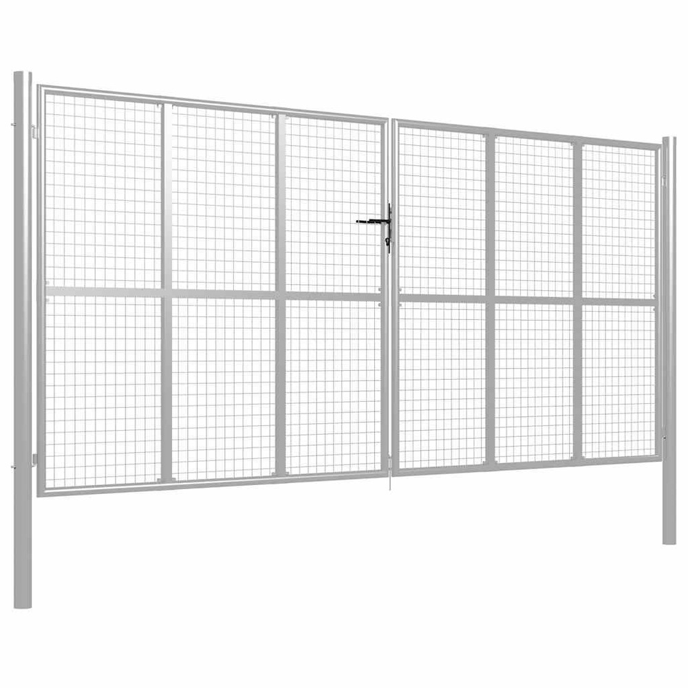 Portail de jardin en acier galvanisé 400 x 175 cm argent