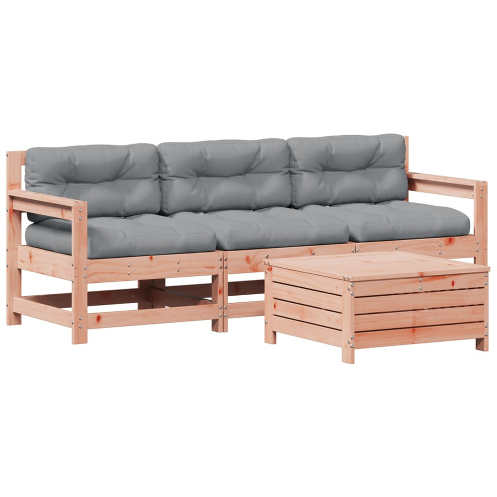 Salon de jardin 4 pcs avec coussins bois massif douglas