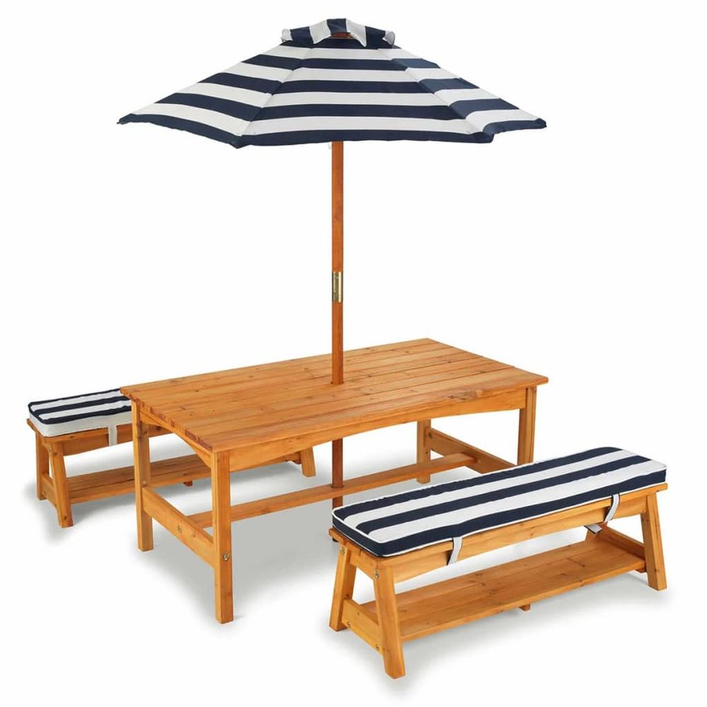 Table extÃ©rieur avec 2 bancs et parasol